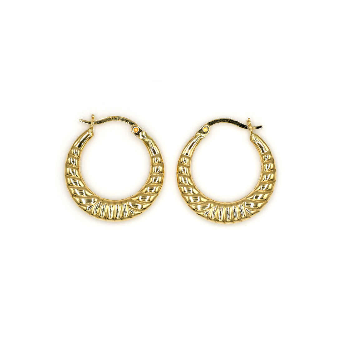 18k gold earring Ribbed Pattern - Al Fanan