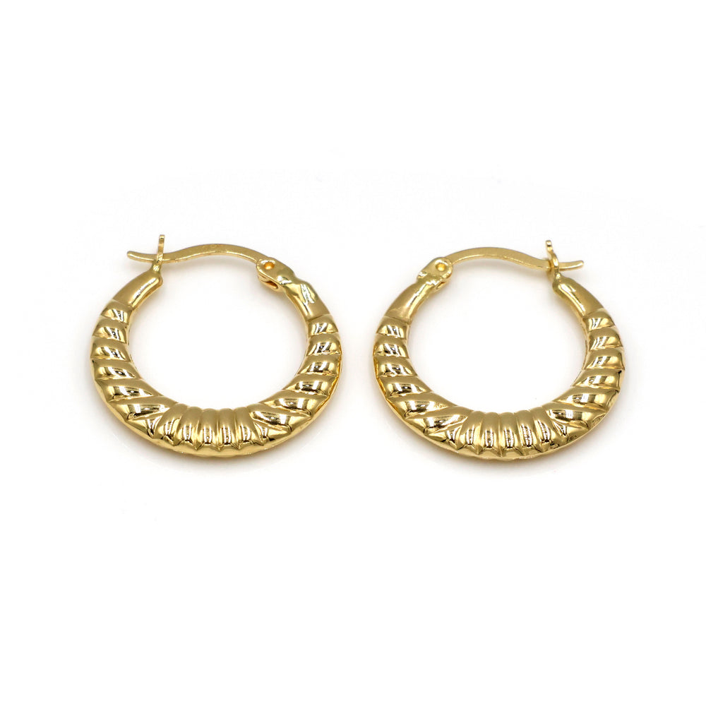 18k gold earring Ribbed Pattern - Al Fanan