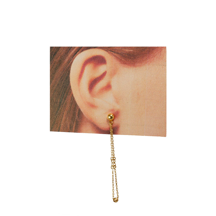 21K Yellow Gold Earrings – Slim Chain Drop With A Tiny Star Spacer Detail – Modern Minimal