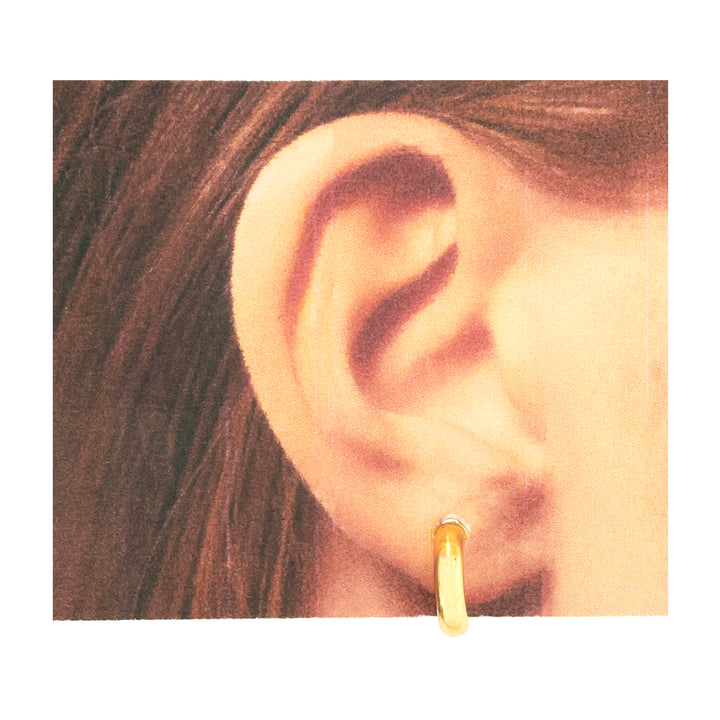 18K Gold Earrings – Smooth Rounded Huggie Design