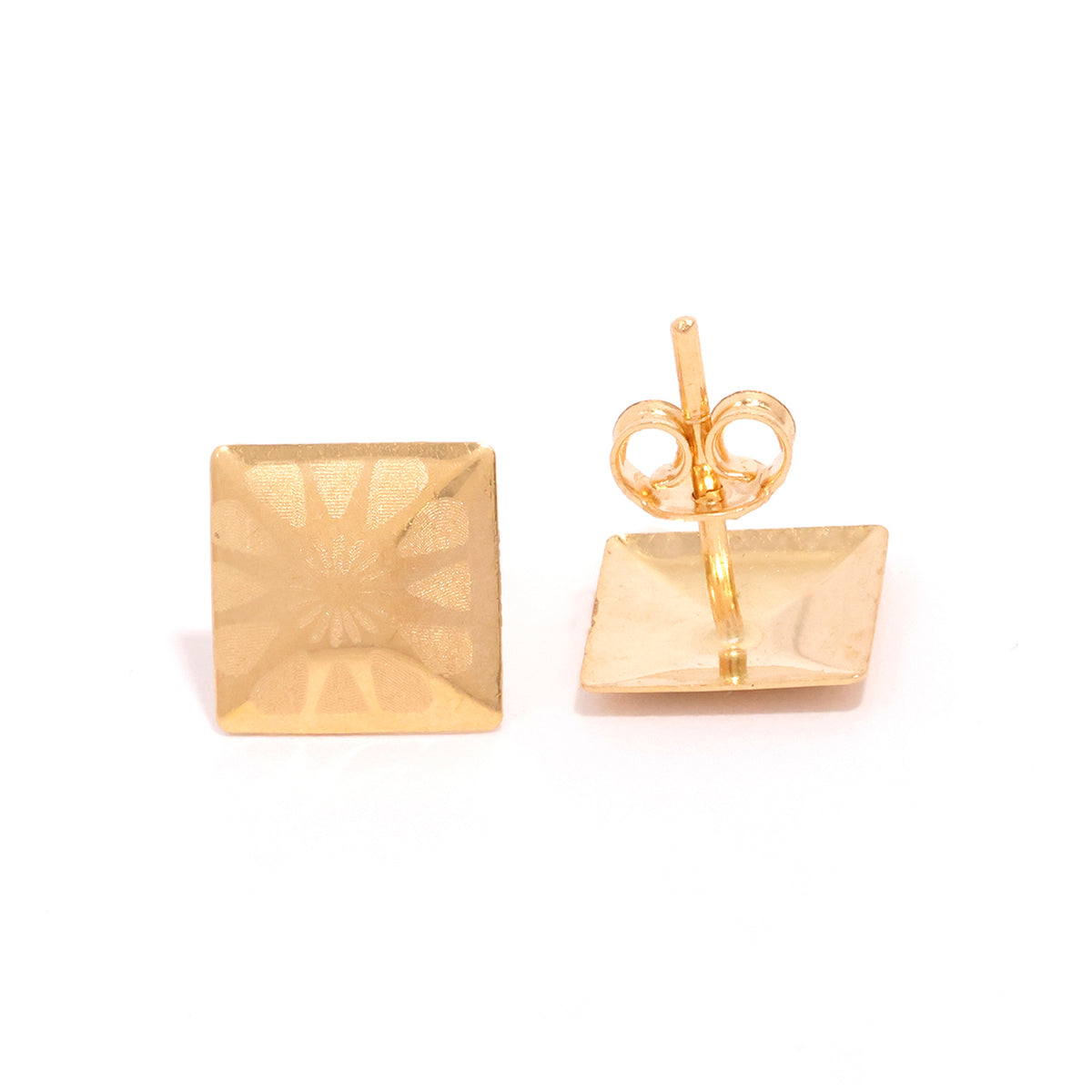 18K Gold Earrings with Square Modern Style - Main View