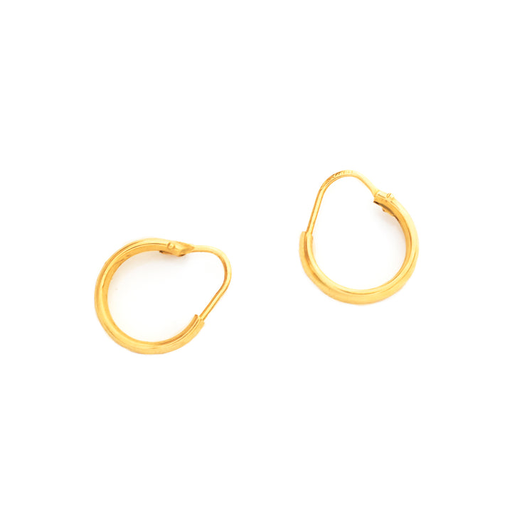 18K Gold Earrings – Delicate Teardrop Wire Hoops