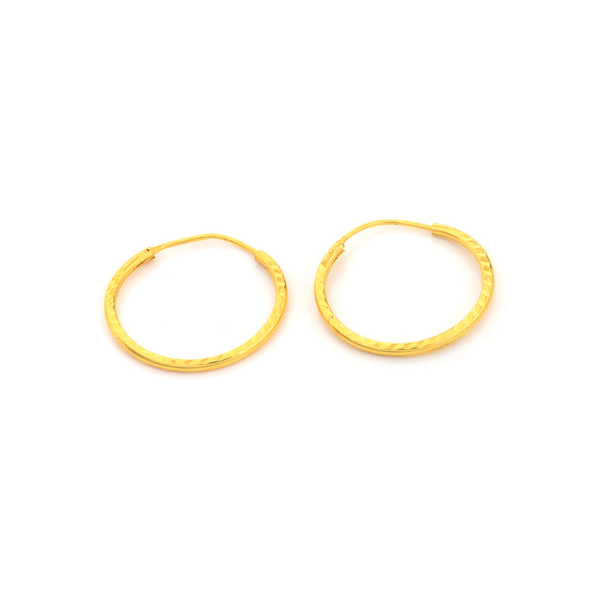 21K Gold Diamond-Cut Thin Hoop Earrings - Zero making charge