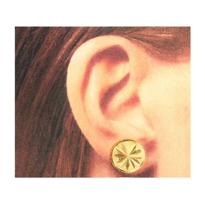 18K Gold Earrings – Radiant Sunburst Disc Studs