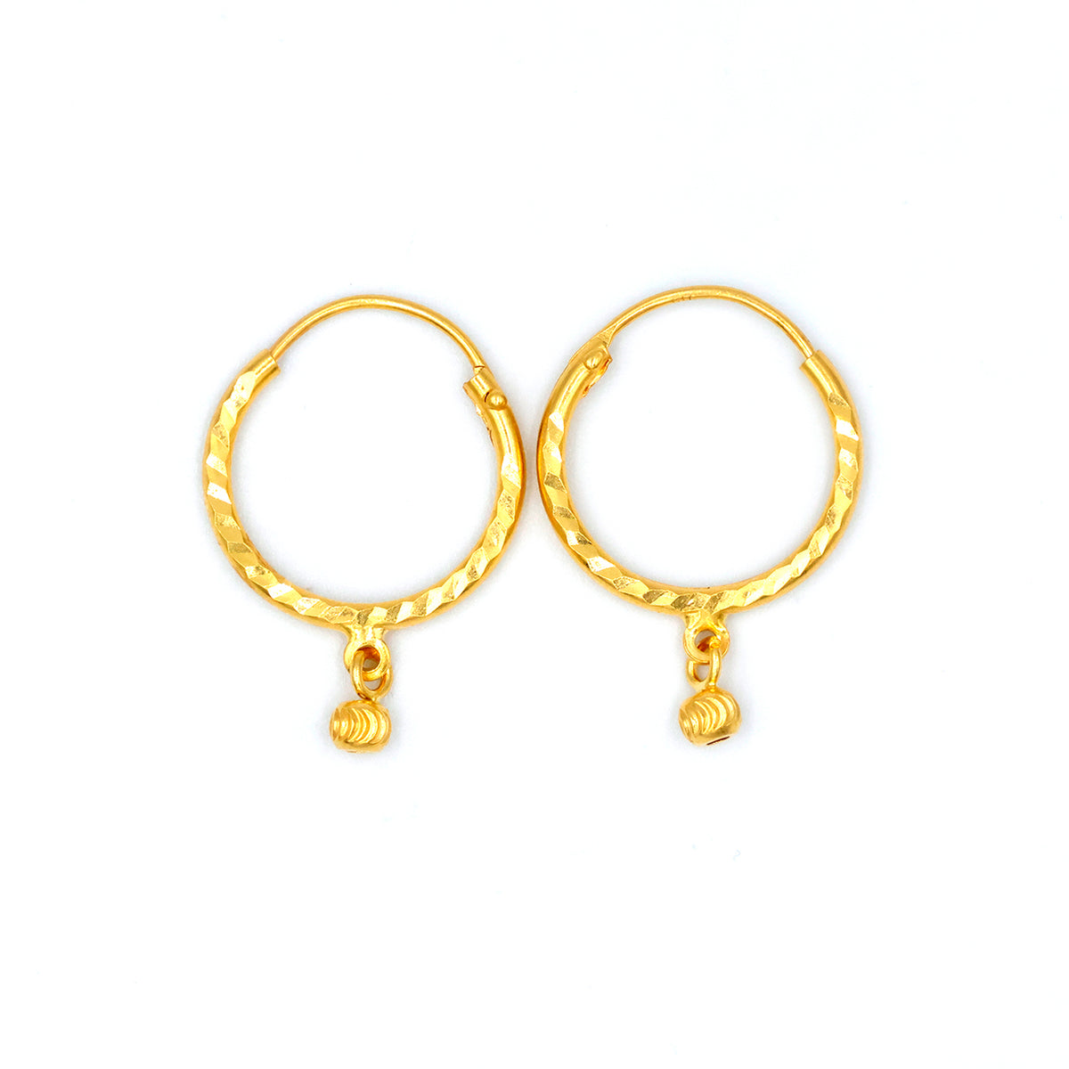 22K ذهب Hoop أقراط مع Charms - الفنان