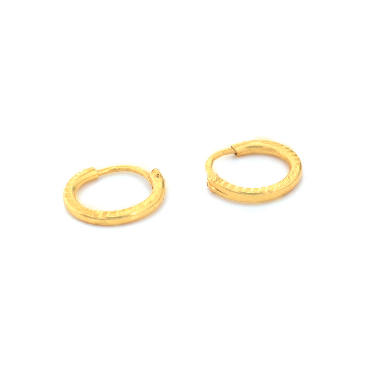 22K Gold Diamond-Cut Small Hoop Earrings