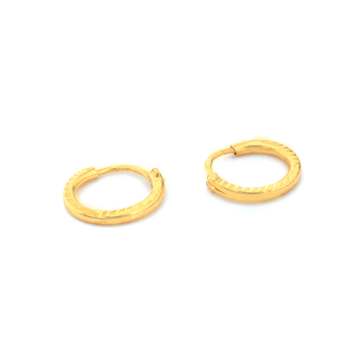 22K Gold Diamond-Cut Small Hoop Earrings