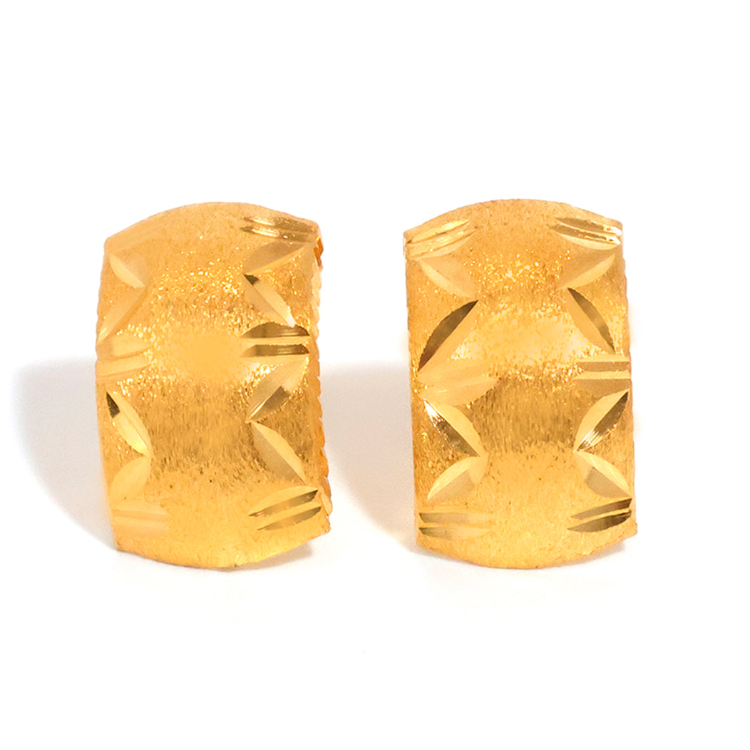 22K Pure ذهب Textured Half أقراط - الفنان