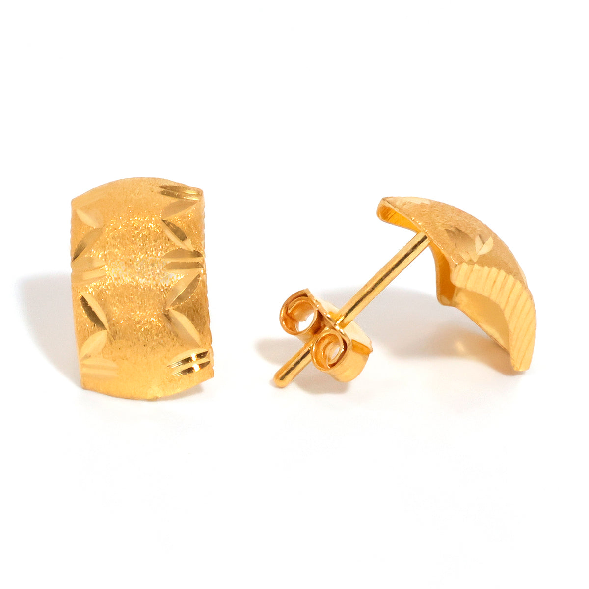 22K Pure ذهب Textured Half أقراط - الفنان