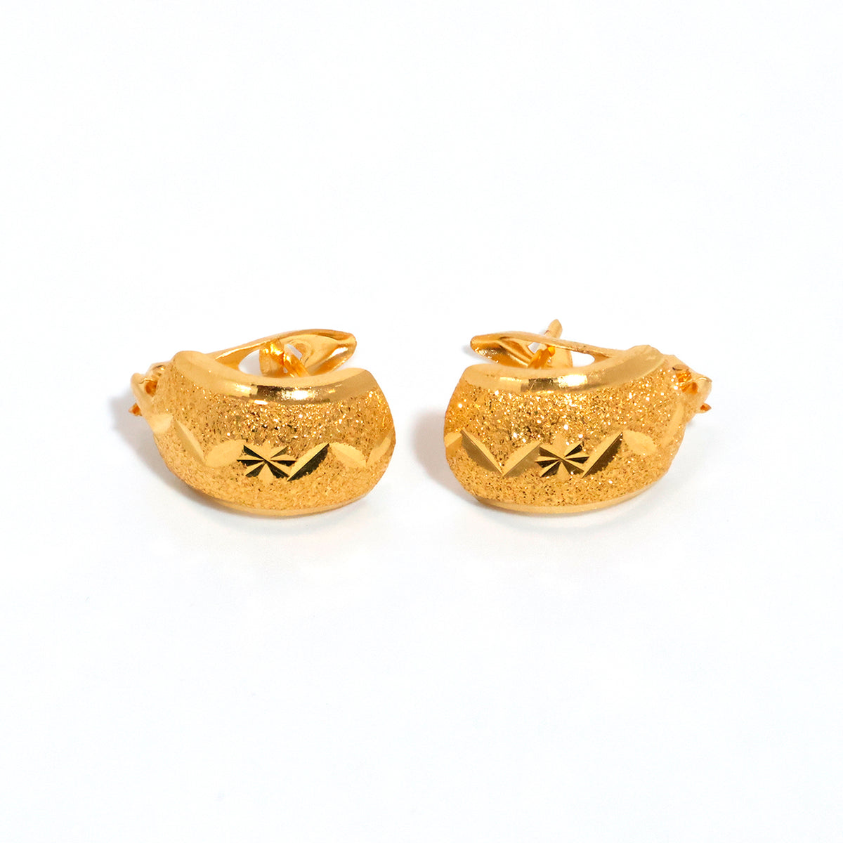 22K Gold Huggie Hoop Earrings - Al Fanan