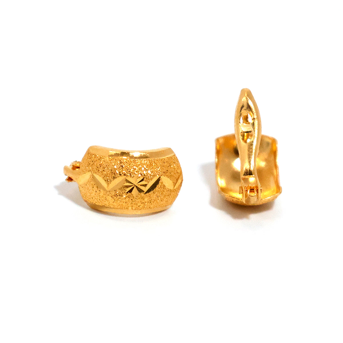 22K Gold Huggie Hoop Earrings - Al Fanan