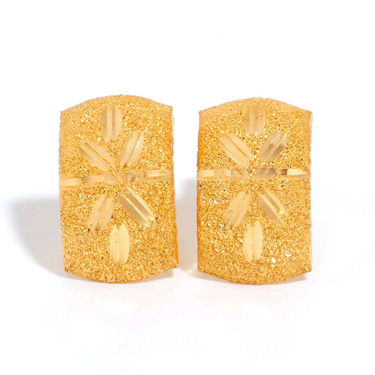 22K ذهب Textured Rectangle Stud أقراط - الفنان