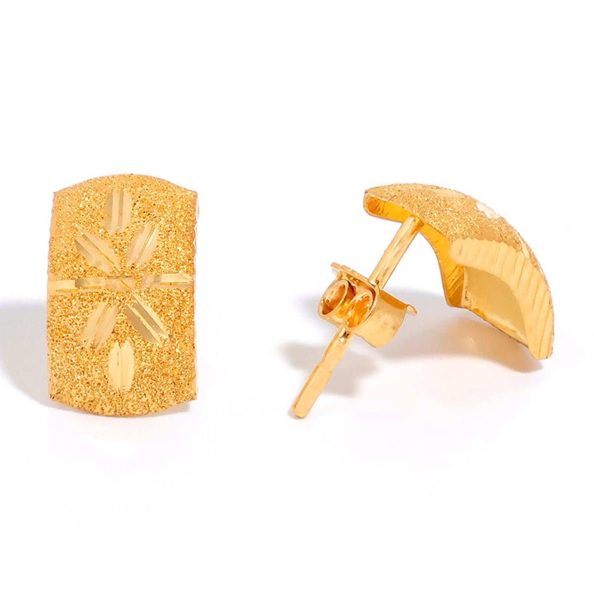 22K ذهب Textured Rectangle Stud أقراط - الفنان