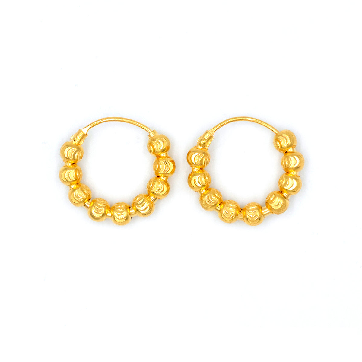  22K Gold Ball Bead Hoop Earrings - Al Fanan