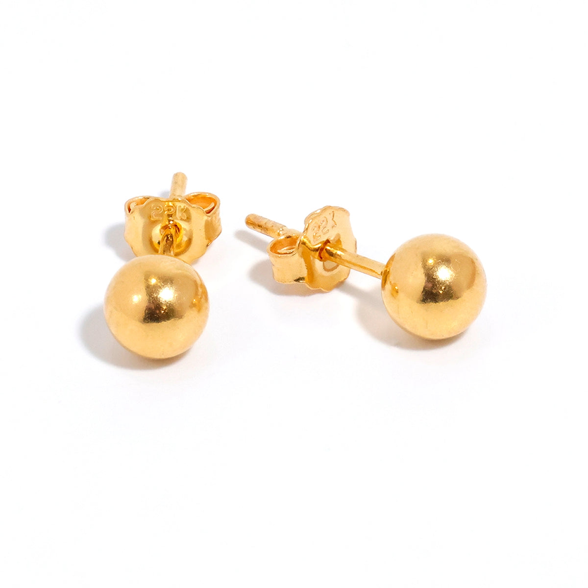 22K ذهب Ball Stud أقراط - الفنان