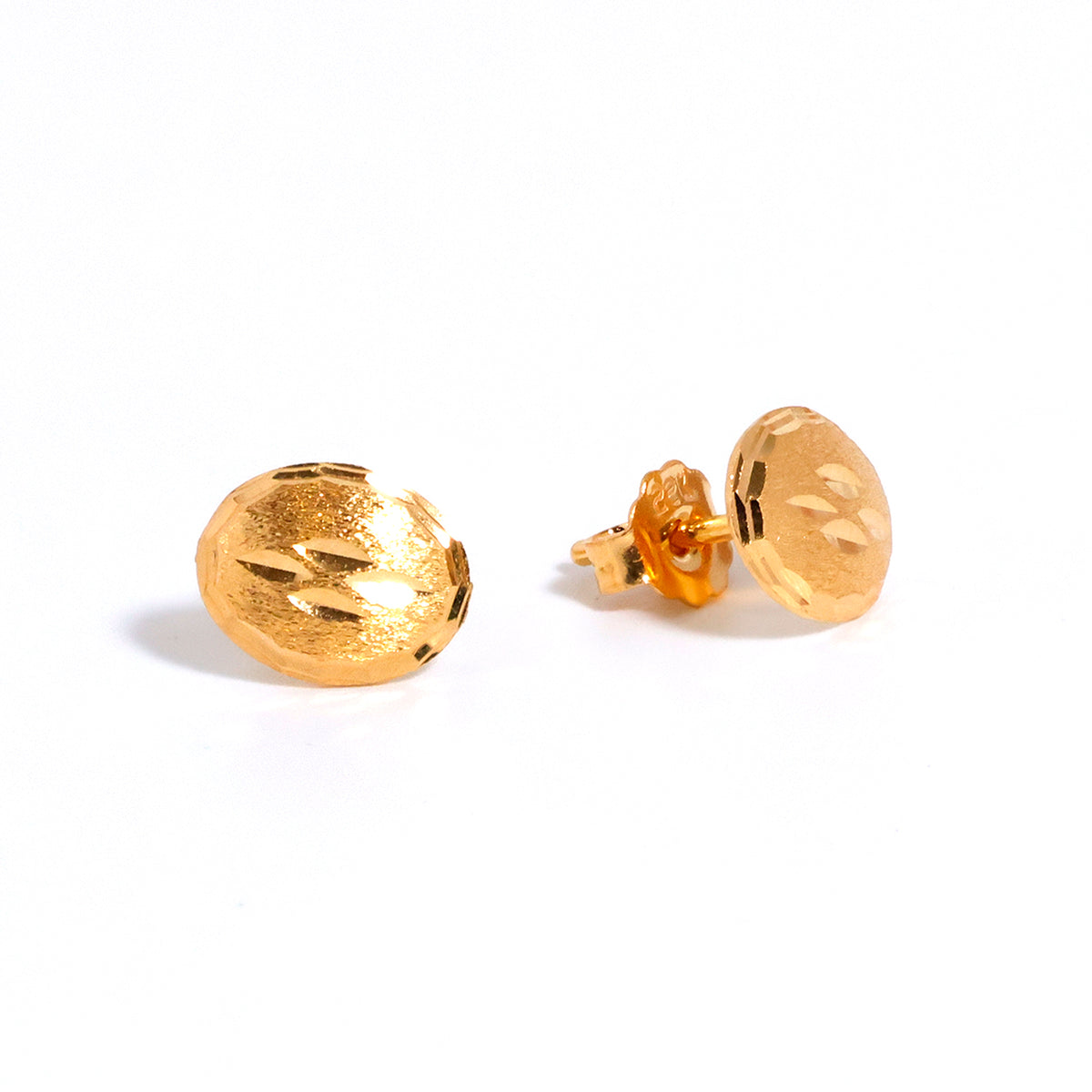 22K ذهب Textured Dome أقراط - الفنان