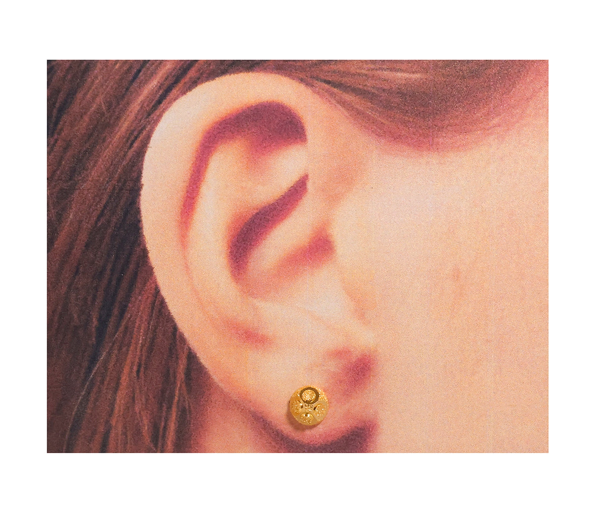 22K ذهب Textured Circle أقراط - الفنان