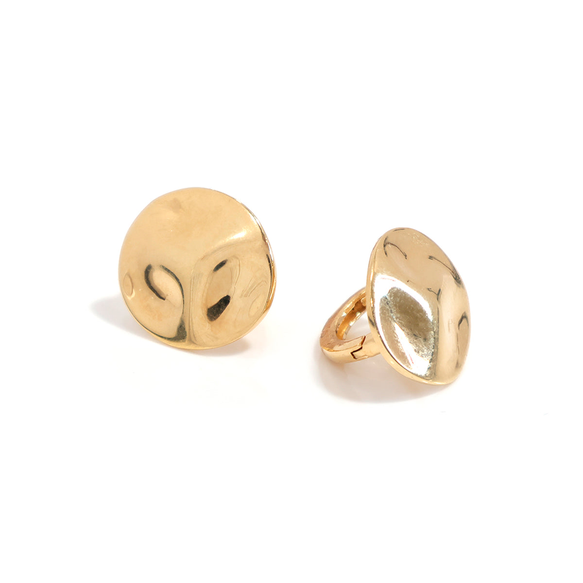 18K Gold Earrings – smooth domed disc-style clip silhouette – Main View