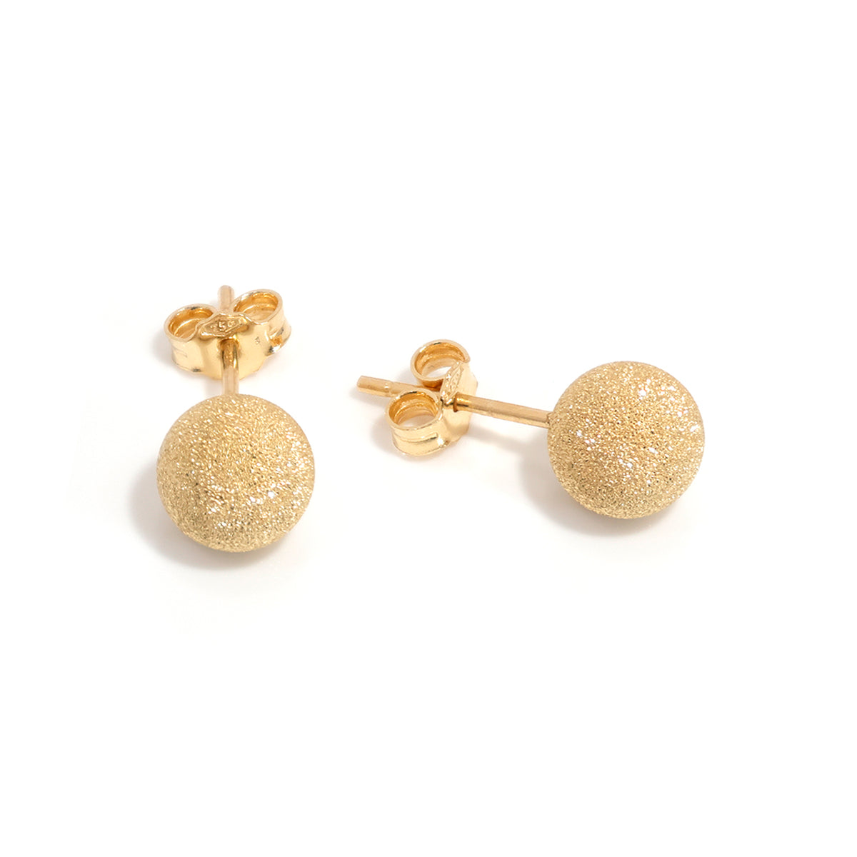 18K Gold Earrings – satin-textured spherical stud finish - Main View