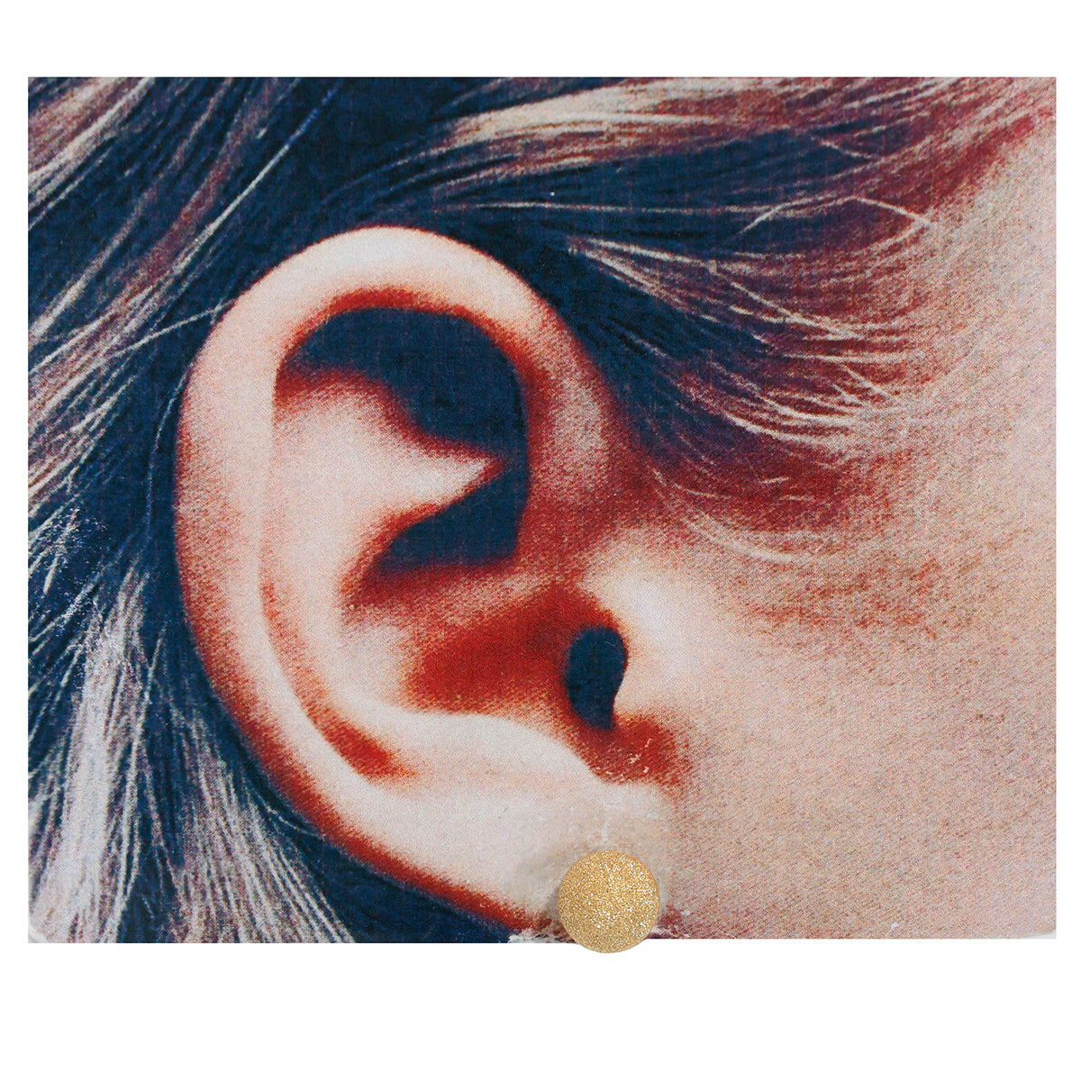 18K Gold Earrings – satin-textured spherical stud finish - Size Reference