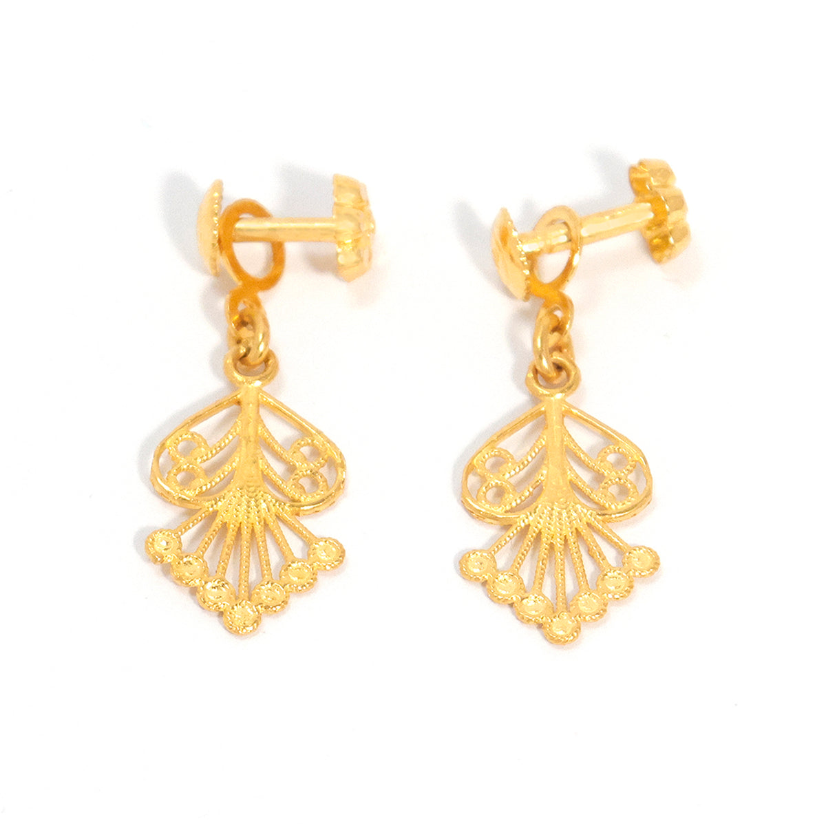  22K Gold Filigree Dangle Earrings - Al Fanan