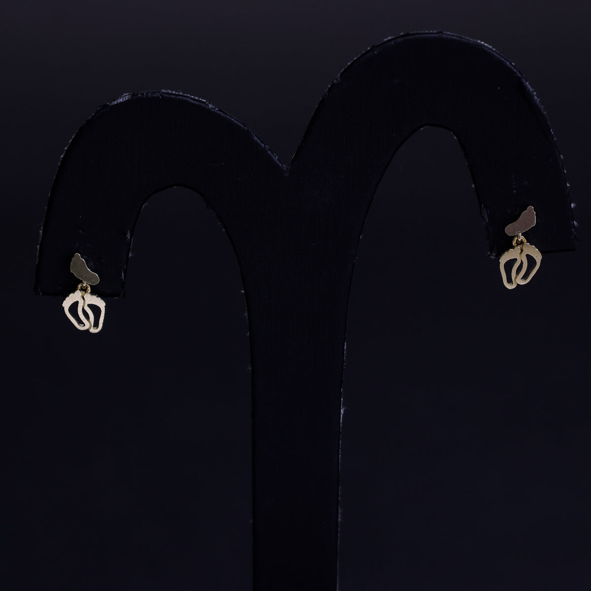 18k Gold Earrings with Baby Feet Design - Full View