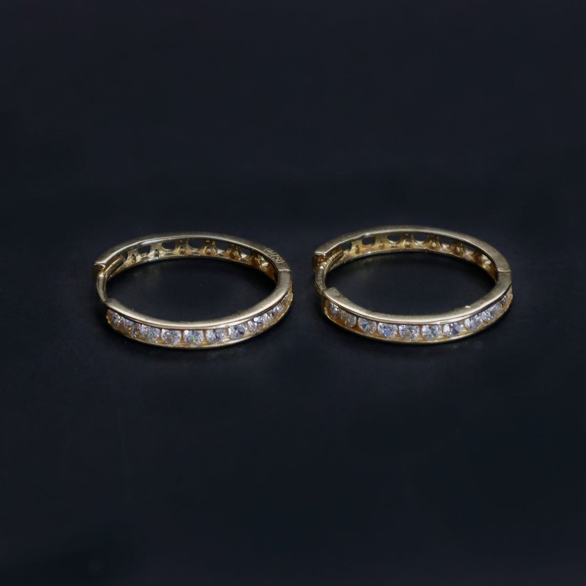18k Gold Earrings - CZ Hoop Design - Zero Making Charge - Main View