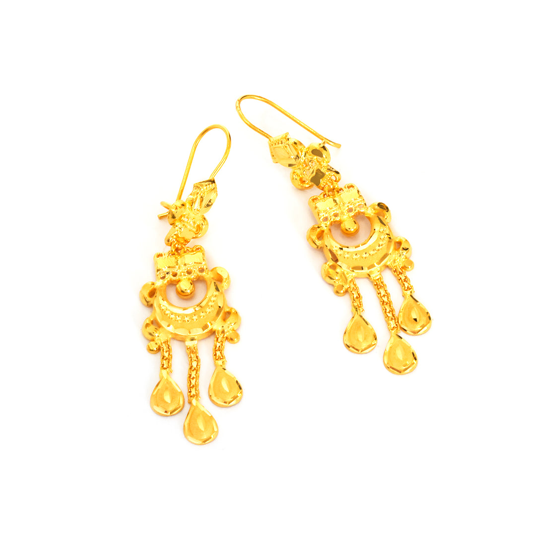 22K Gold Jewelry Set – Layered Fringe Drop Design