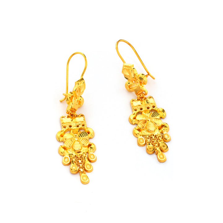 22K Gold Jewellery Set – Ornate Floral Drop Design