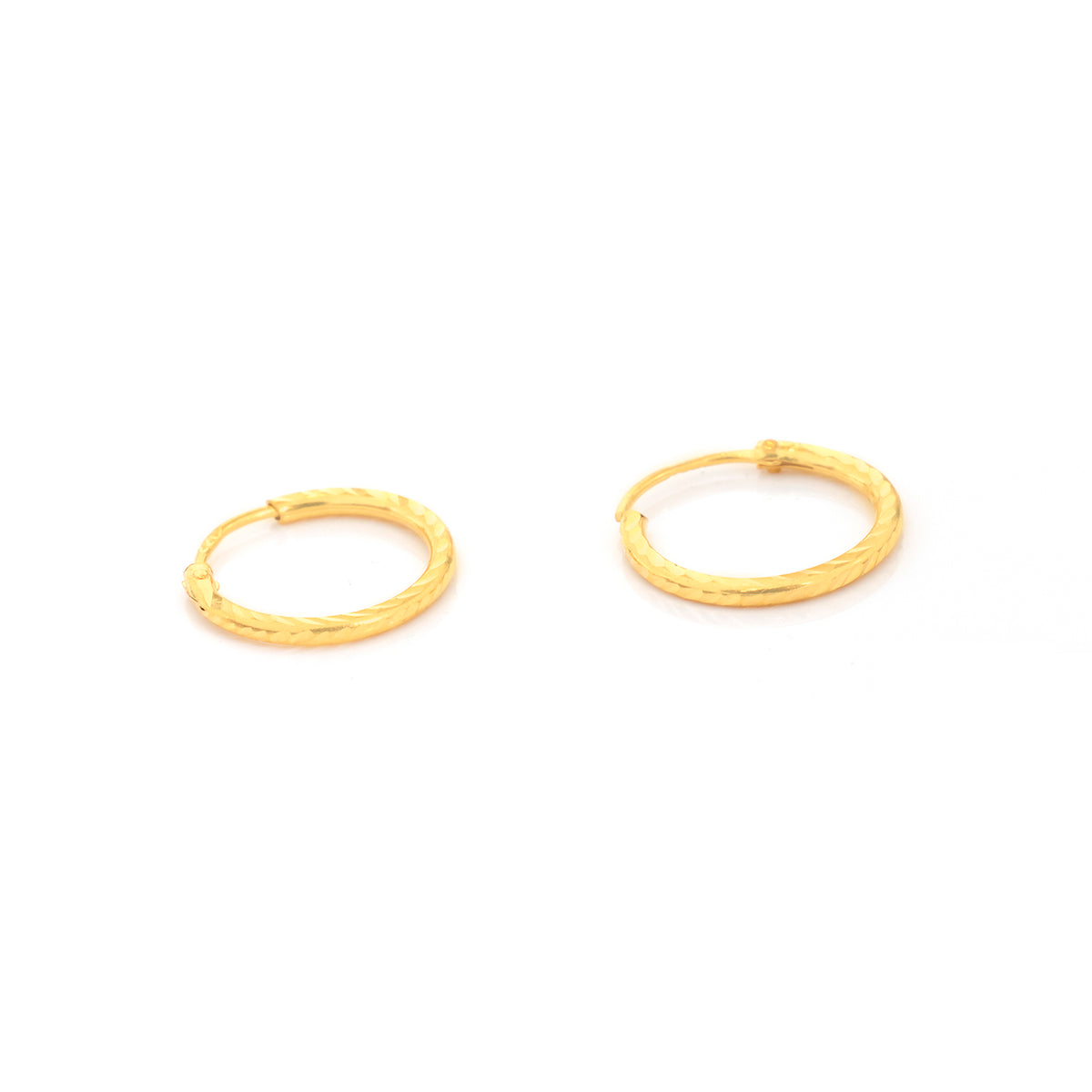22K Gold Diamond-Cut Slim Hoop Earrings