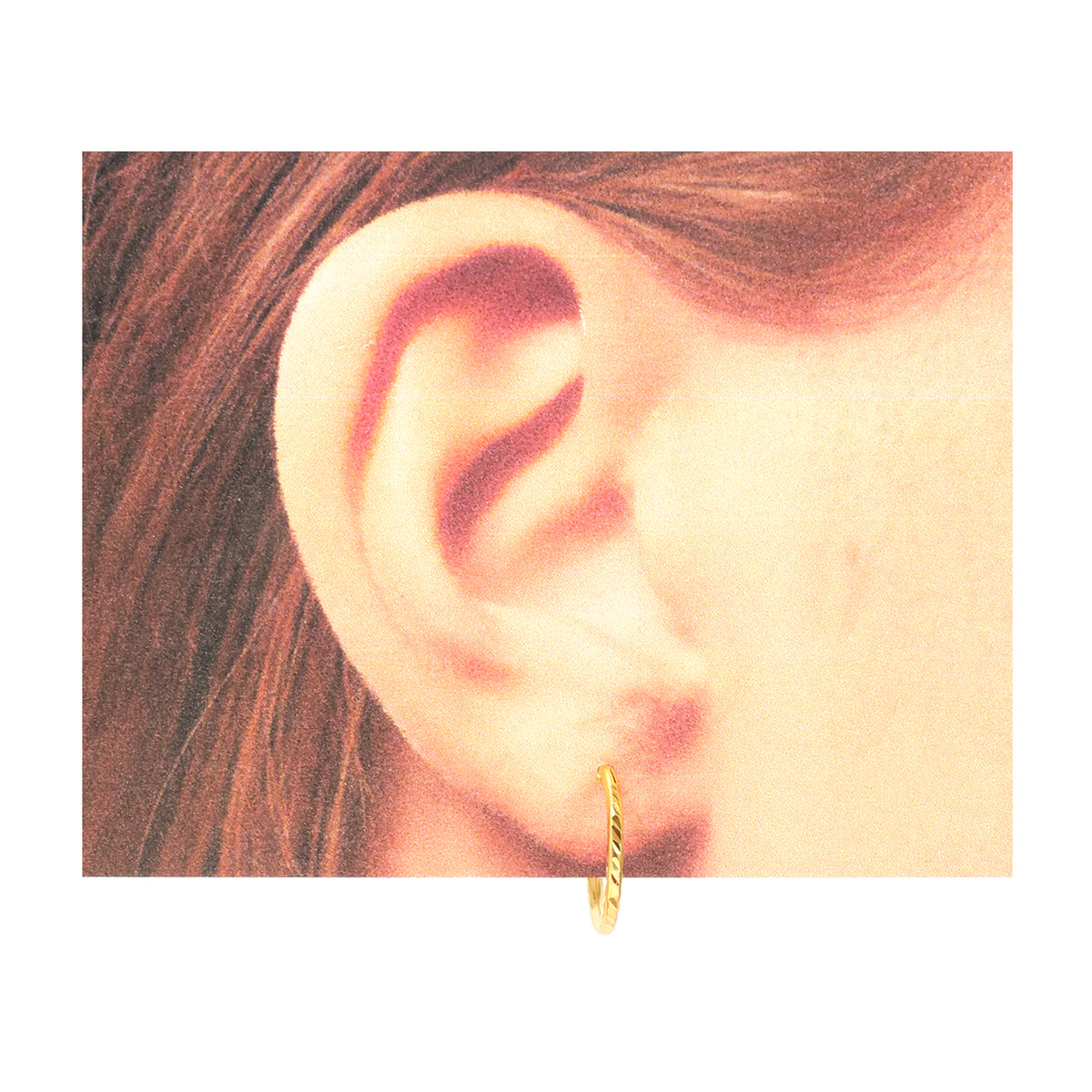 22K Gold Diamond-Cut Slim Hoop Earrings