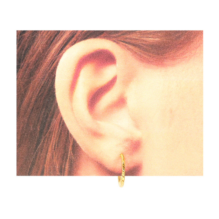 22K Gold Diamond-Cut Slim Hoop Earrings