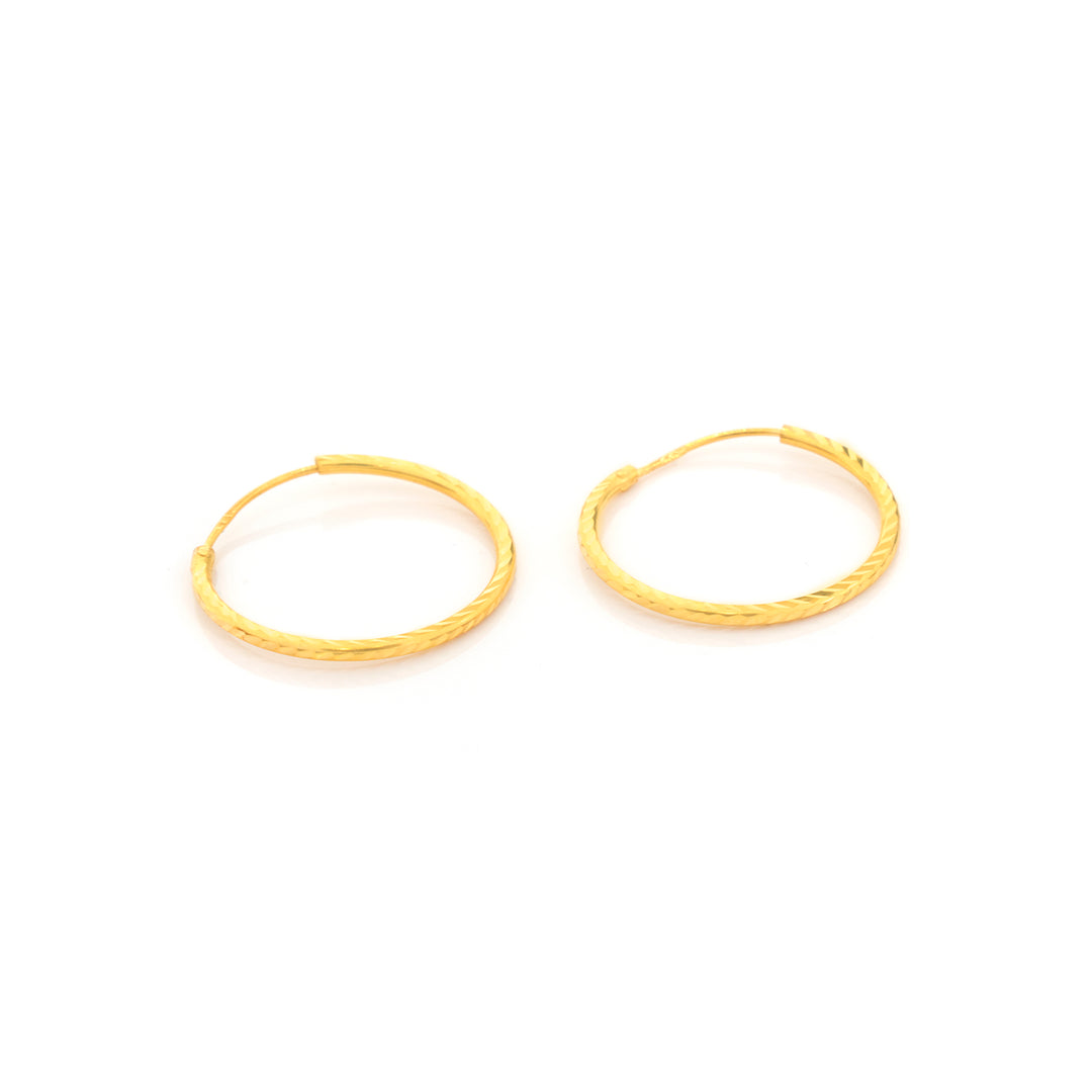 22K Gold Diamond-Cut Hoop Earrings