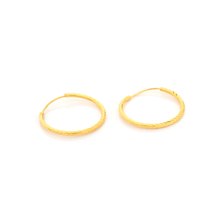 22K Gold Diamond-Cut Hoop Earrings