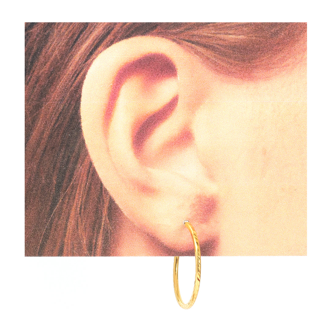 22K Gold Diamond-Cut Hoop Earrings