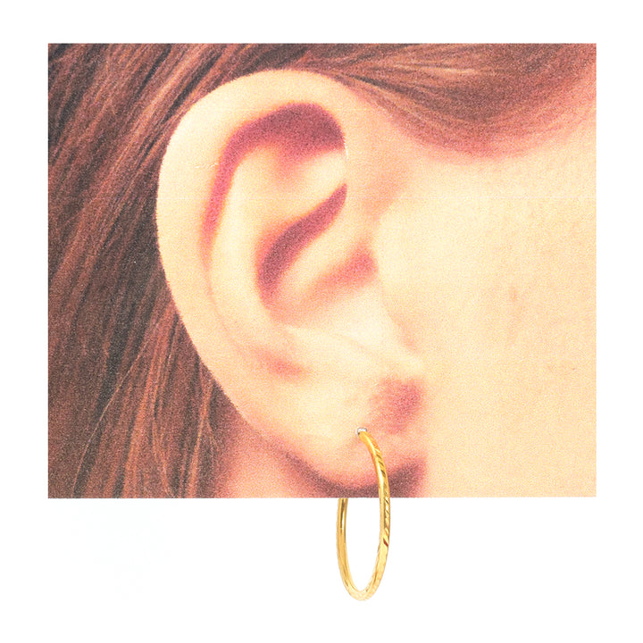 22K Gold Diamond-Cut Hoop Earrings
