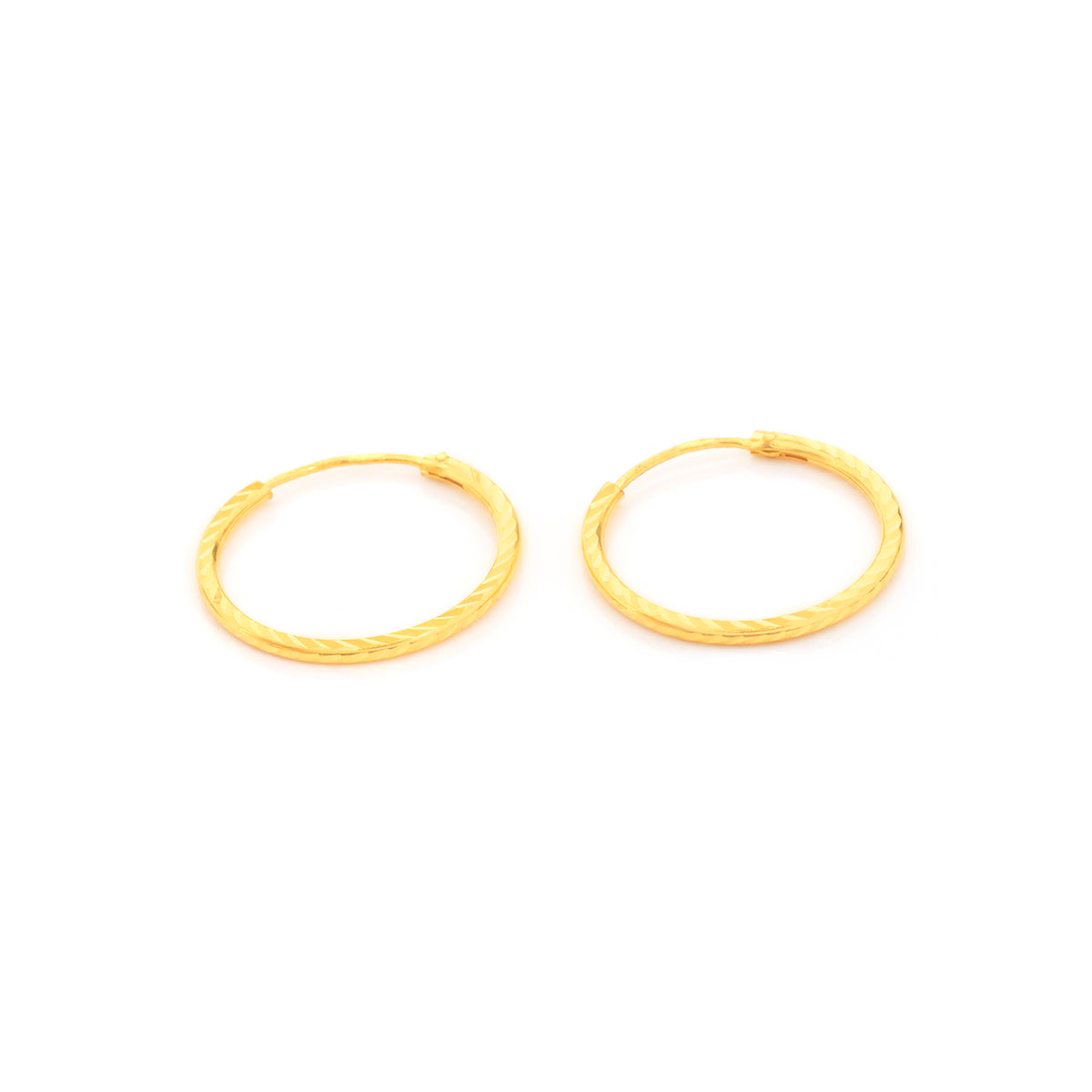 22K Gold Diamond-Cut Hoop Earrings