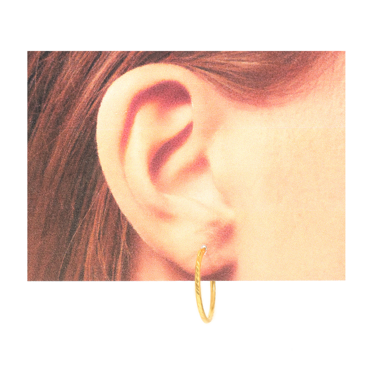 22K Gold Diamond-Cut Hoop Earrings