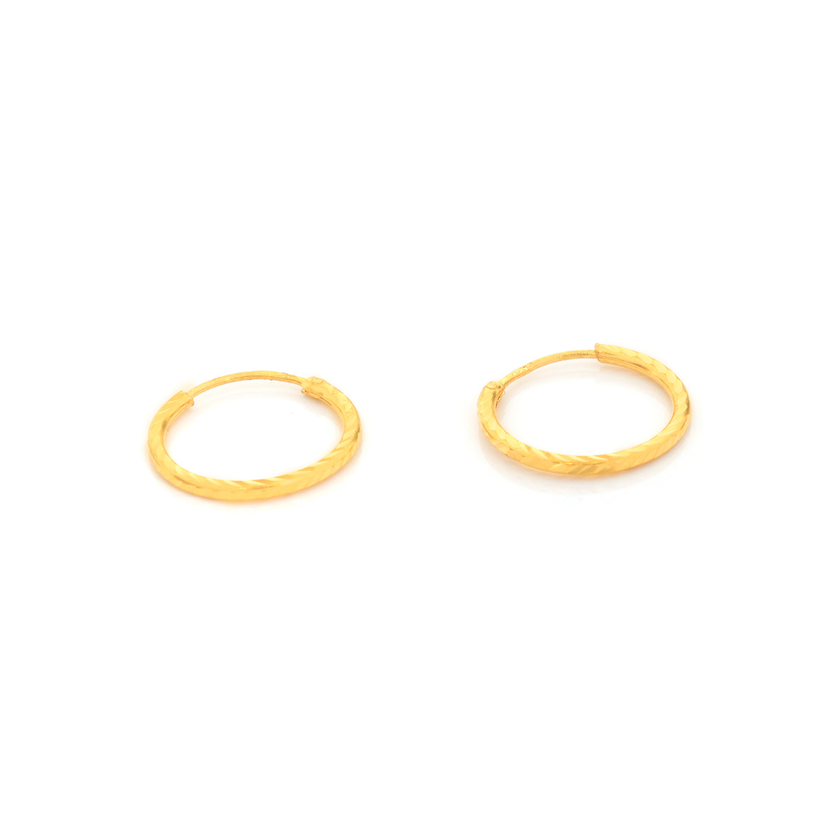 22K Gold Diamond-Cut Thin Hoop Earrings