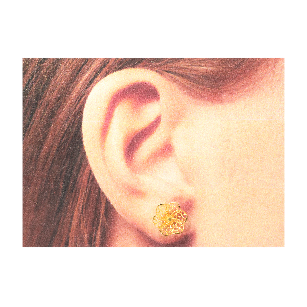 22K Gold Filigree Flower Stud Earrings