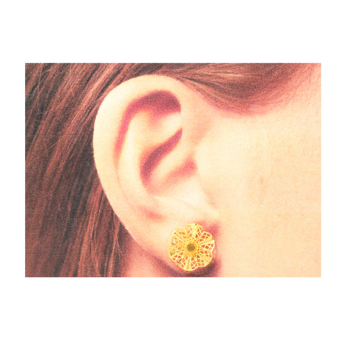 22K Gold Filigree Flower Stud Earrings