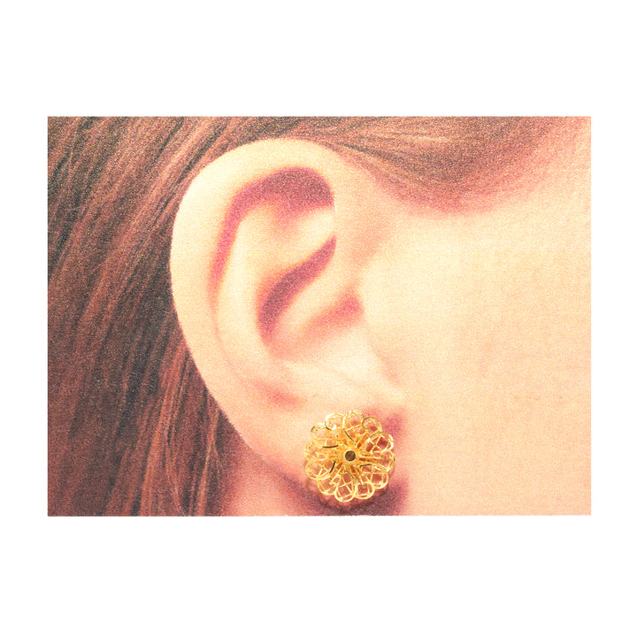 22K Gold Filigree Flower Stud Earrings