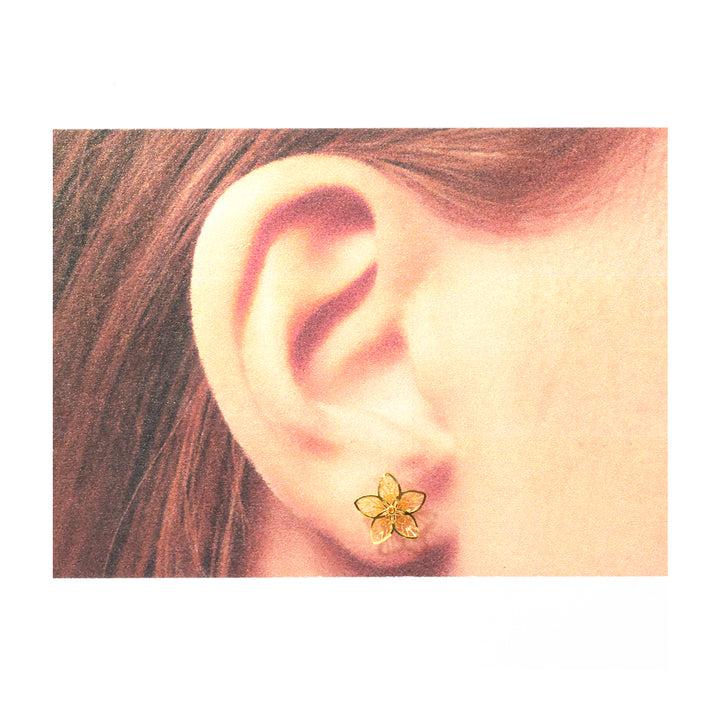 22K Gold Five-Petal Filigree Flower Stud Earrings