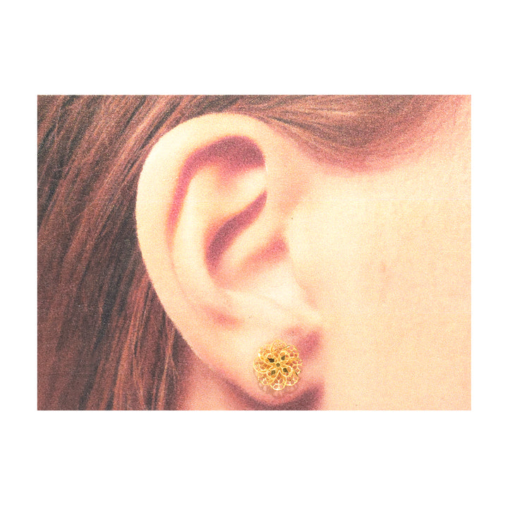 22K Gold Filigree Flower Stud Earrings