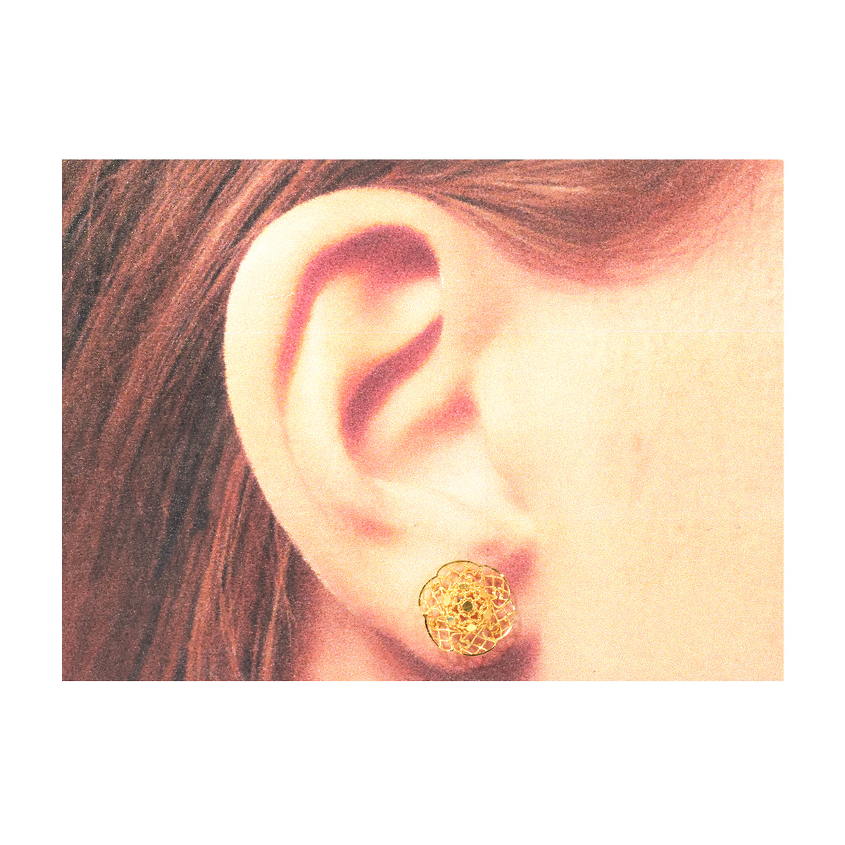 22K Gold Filigree Flower Stud Earrings