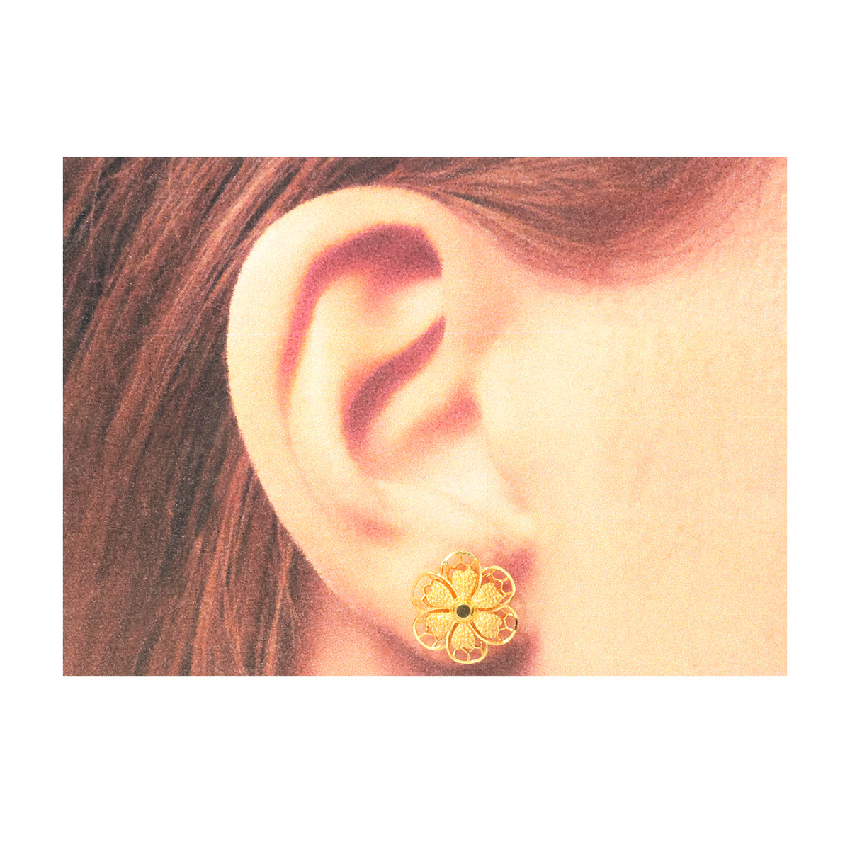 22K Gold Filigree Flower Stud Earrings