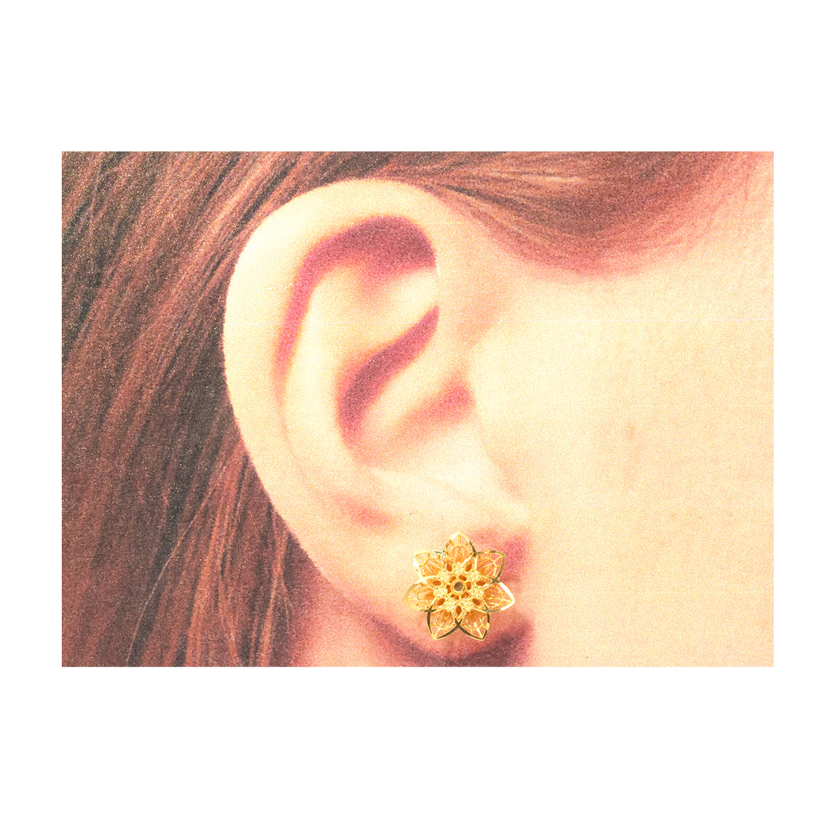 22K Gold Filigree Flower Stud Earrings