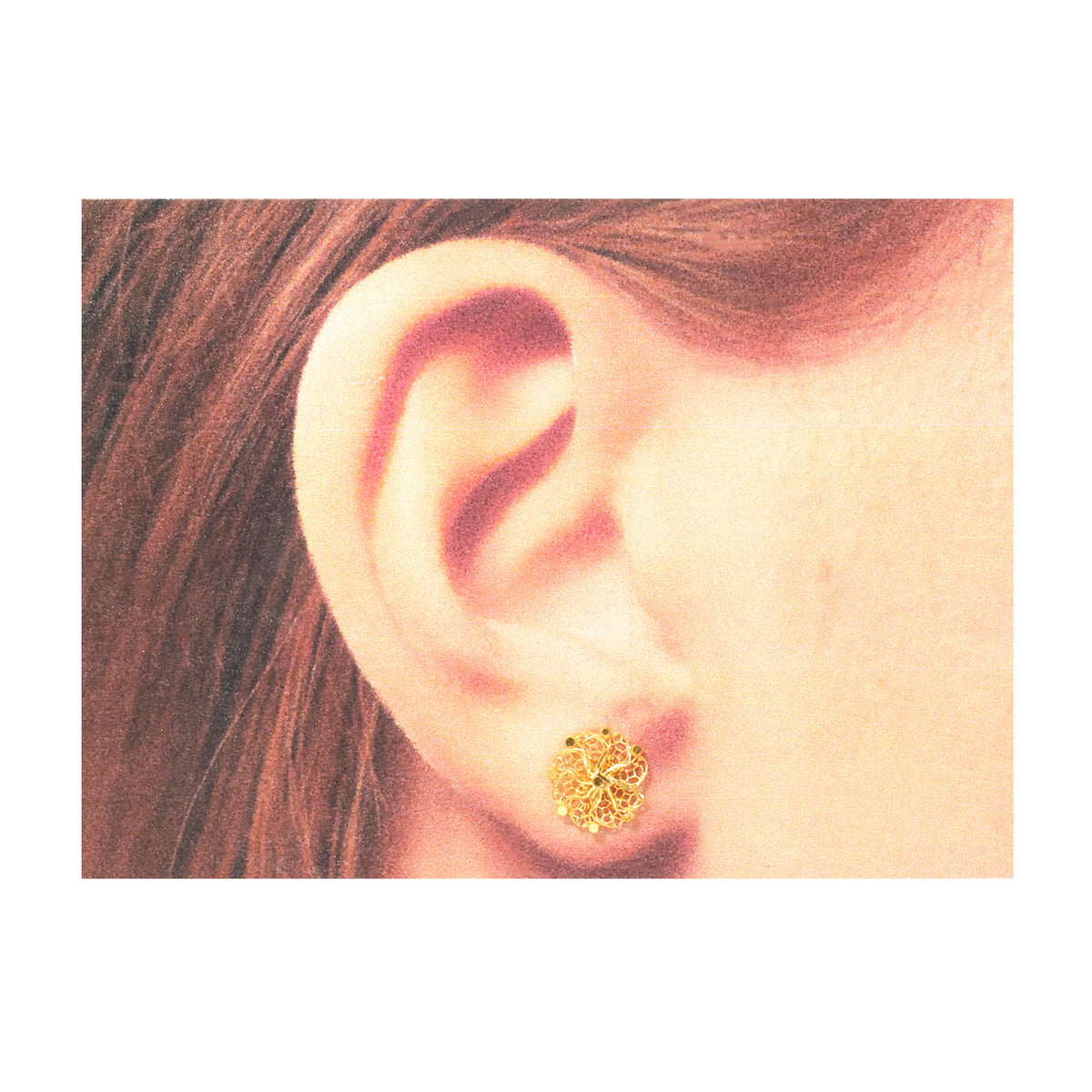 22K Gold Filigree Flower Stud Earrings
