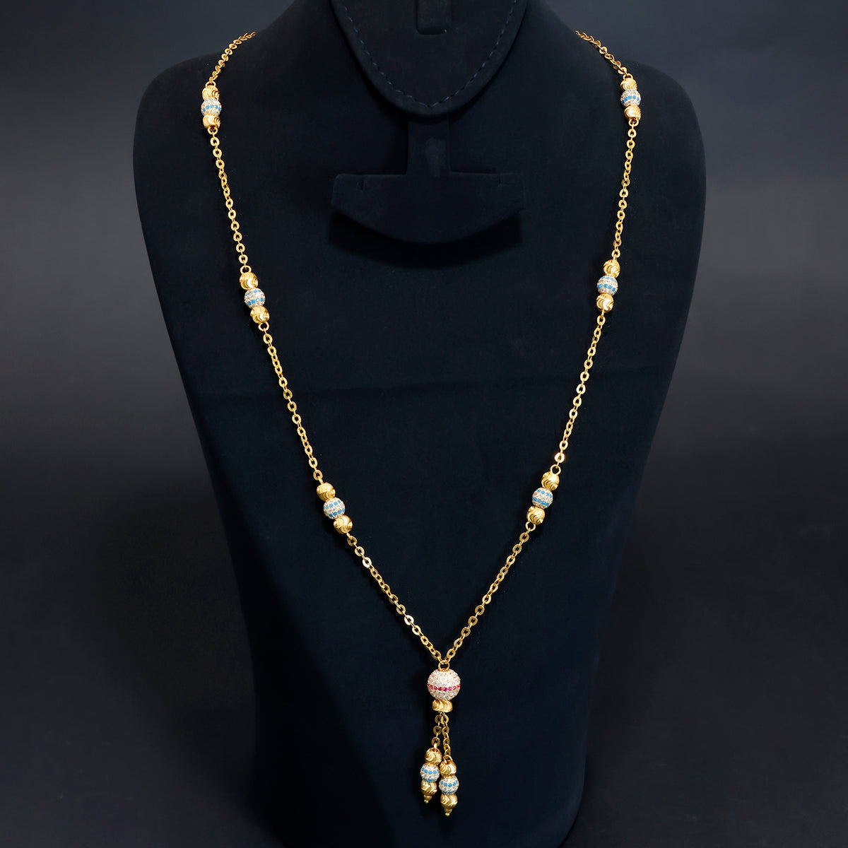 21K Gold Necklace for Women – Elegant Beaded Design – Main View