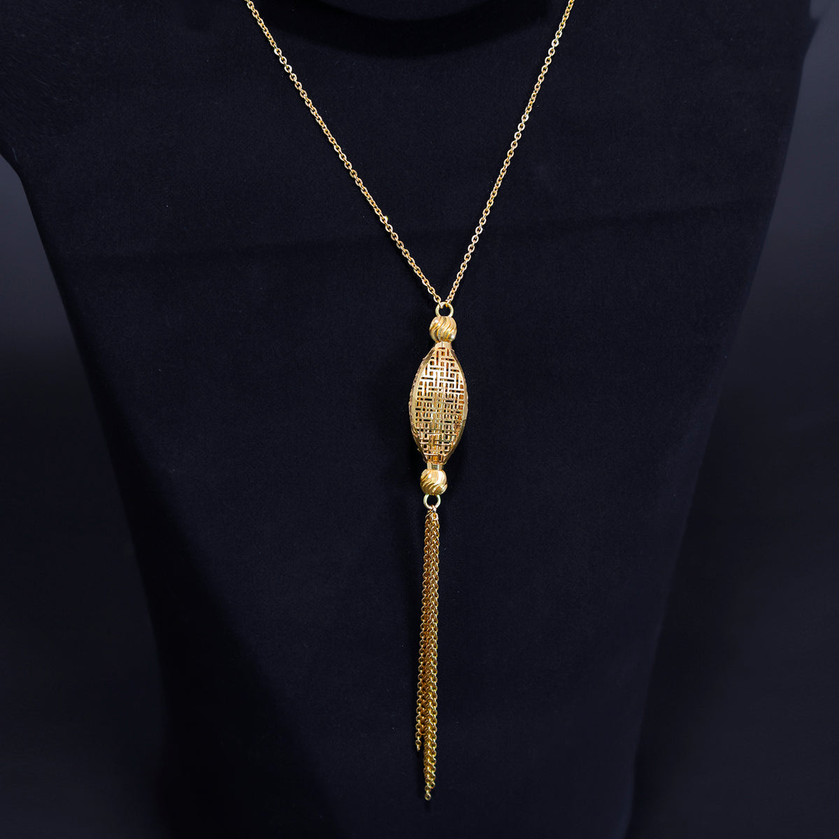 21K Gold Necklaces with Woven Pendant - Zero Making Charge - Close View